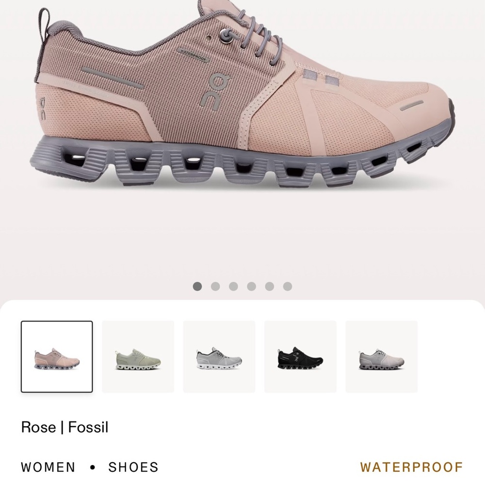 ON Running Rose Fossil Waterproof Shoes